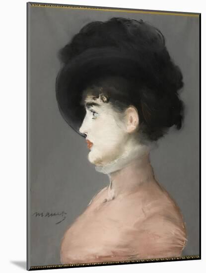 La femme au chapeau noir : portrait d'Irma Brunner la Viennoise-Edouard Manet-Mounted Giclee Print