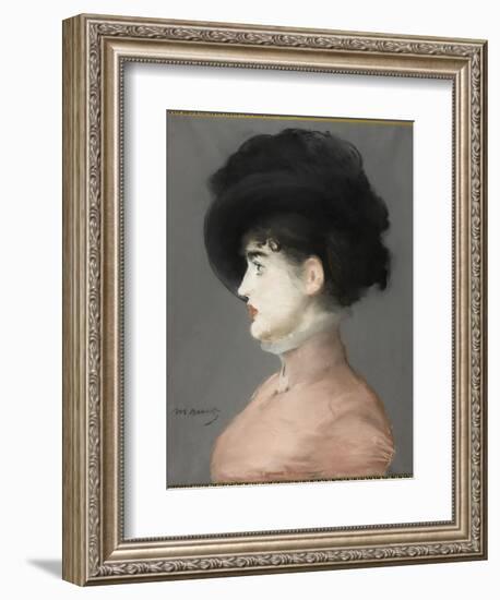 La femme au chapeau noir : portrait d'Irma Brunner la Viennoise-Edouard Manet-Framed Giclee Print