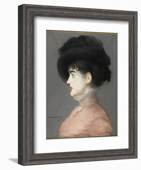 La femme au chapeau noir : portrait d'Irma Brunner la Viennoise-Edouard Manet-Framed Giclee Print