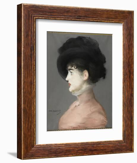 La femme au chapeau noir : portrait d'Irma Brunner la Viennoise-Edouard Manet-Framed Giclee Print