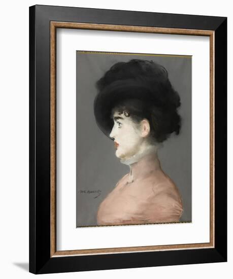 La femme au chapeau noir : portrait d'Irma Brunner la Viennoise-Edouard Manet-Framed Giclee Print