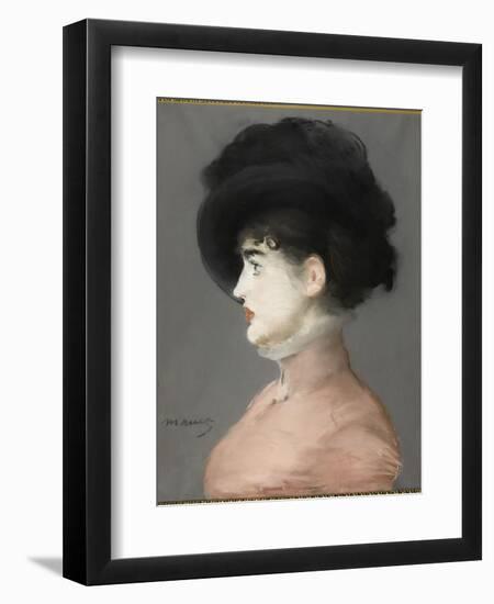 La femme au chapeau noir : portrait d'Irma Brunner la Viennoise-Edouard Manet-Framed Giclee Print