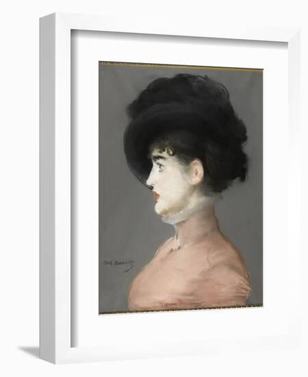 La femme au chapeau noir : portrait d'Irma Brunner la Viennoise-Edouard Manet-Framed Giclee Print