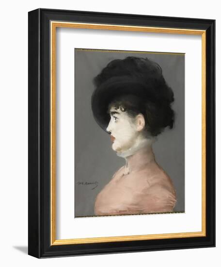 La femme au chapeau noir : portrait d'Irma Brunner la Viennoise-Edouard Manet-Framed Giclee Print