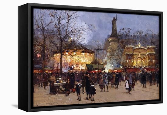 La Fete, Place de la Republique, Paris-Eugene Galien-Laloue-Framed Premier Image Canvas