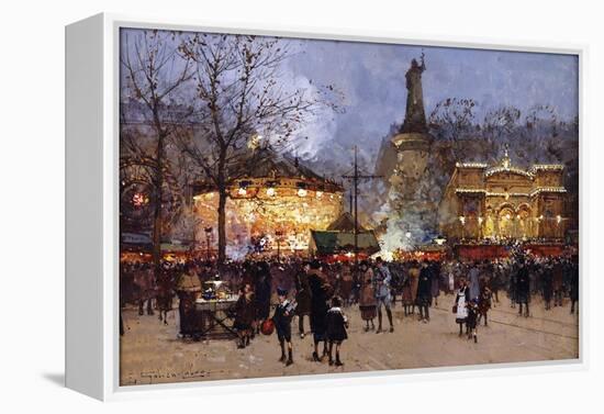 La Fete, Place de la Republique, Paris-Eugene Galien-Laloue-Framed Premier Image Canvas