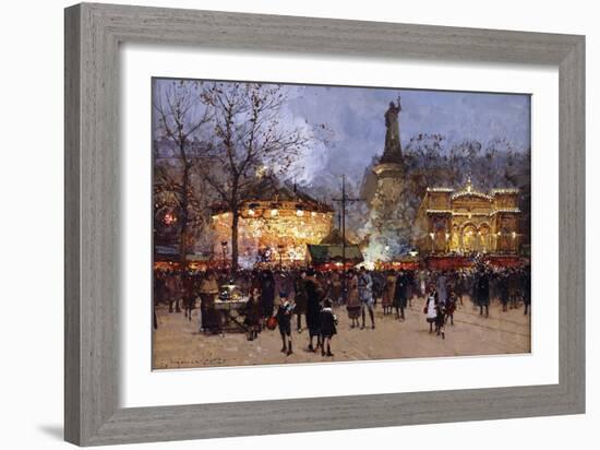 La Fete, Place de la Republique, Paris-Eugene Galien-Laloue-Framed Giclee Print