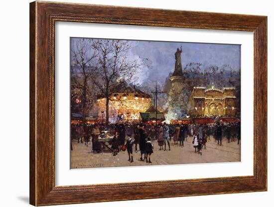 La Fete, Place de la Republique, Paris-Eugene Galien-Laloue-Framed Giclee Print