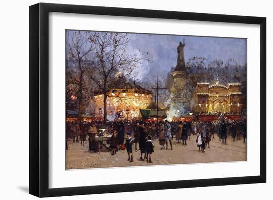 La Fete, Place de la Republique, Paris-Eugene Galien-Laloue-Framed Giclee Print