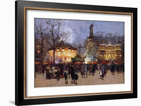 La Fete, Place de la Republique, Paris-Eugene Galien-Laloue-Framed Giclee Print