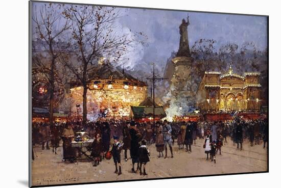 La Fete, Place de la Republique, Paris-Eugene Galien-Laloue-Mounted Giclee Print