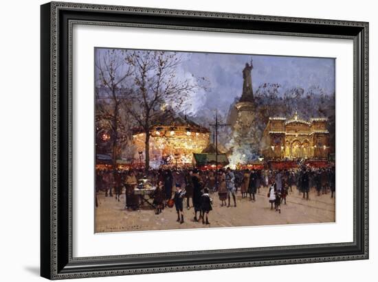 La Fete, Place de la Republique, Paris-Eugene Galien-Laloue-Framed Giclee Print