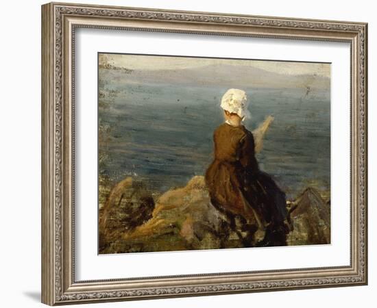 La fileuse, baie de Douarnenez-Jules Breton-Framed Giclee Print