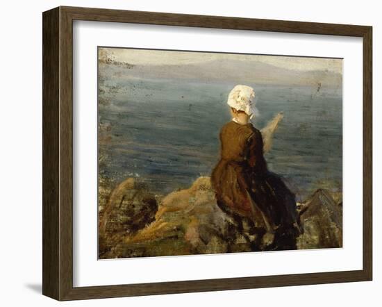 La fileuse, baie de Douarnenez-Jules Breton-Framed Giclee Print