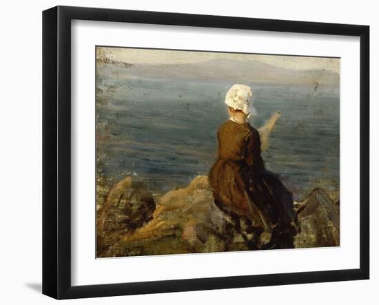 La fileuse, baie de Douarnenez-Jules Breton-Framed Giclee Print