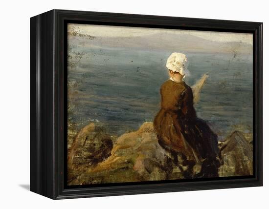 La fileuse, baie de Douarnenez-Jules Breton-Framed Premier Image Canvas