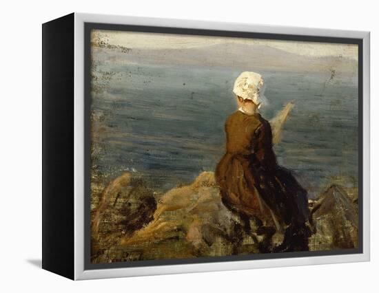 La fileuse, baie de Douarnenez-Jules Breton-Framed Premier Image Canvas