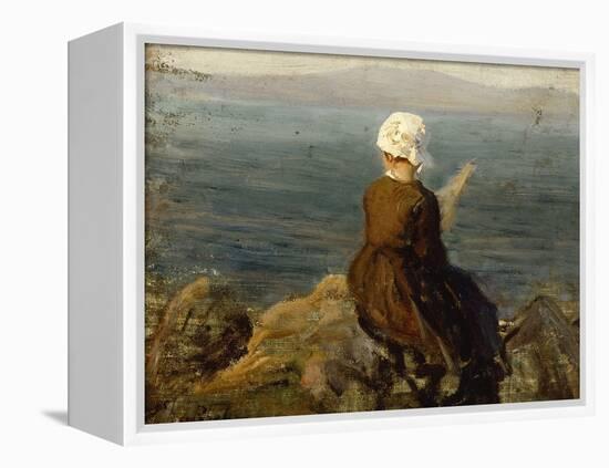 La fileuse, baie de Douarnenez-Jules Breton-Framed Premier Image Canvas