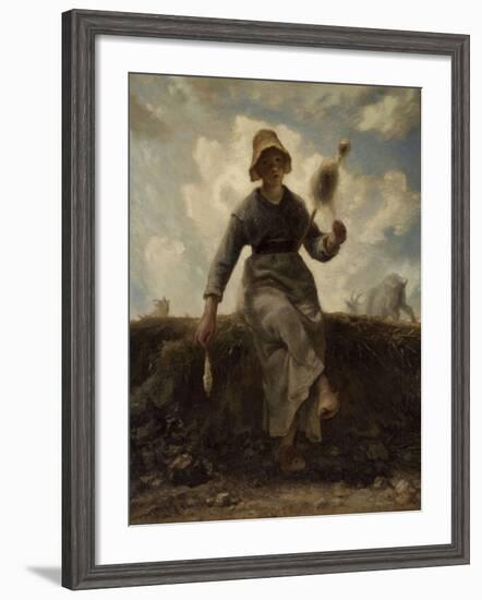 La Fileuse, chevri? auvergnate-Jean-François Millet-Framed Giclee Print