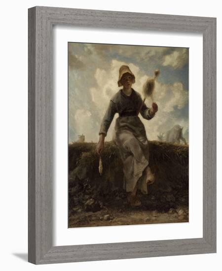 La Fileuse, chevri? auvergnate-Jean-François Millet-Framed Giclee Print