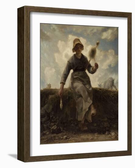 La Fileuse, chevri? auvergnate-Jean-François Millet-Framed Giclee Print