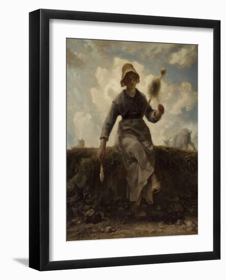 La Fileuse, chevri? auvergnate-Jean-François Millet-Framed Giclee Print