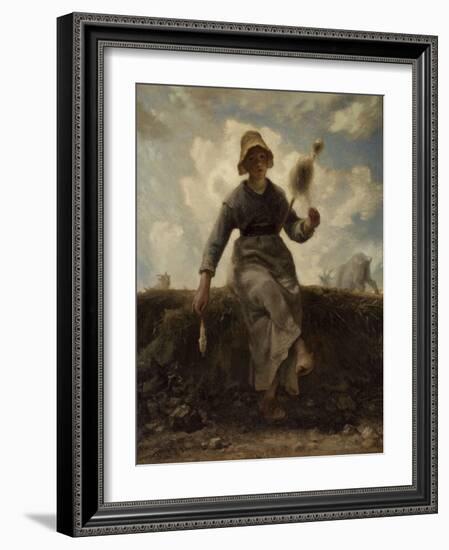La Fileuse, chevri? auvergnate-Jean-François Millet-Framed Giclee Print
