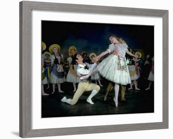 "La Fille Mal Gardee" Danced by Alexander Grant, David Blair and Nadia Nerina of the Royal Ballet-Gjon Mili-Framed Premium Photographic Print