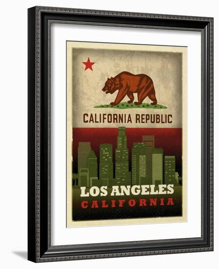 LA flag-Red Atlas Designs-Framed Giclee Print