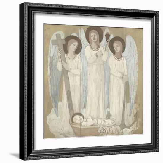 La Foi, l'Espérance et la Charité, veillant sur Sainte Geneviève au berceau-Pierre Puvis de Chavannes-Framed Giclee Print