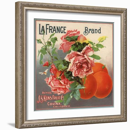 La France Brand - Covina, California - Citrus Crate Label-Lantern Press-Framed Art Print