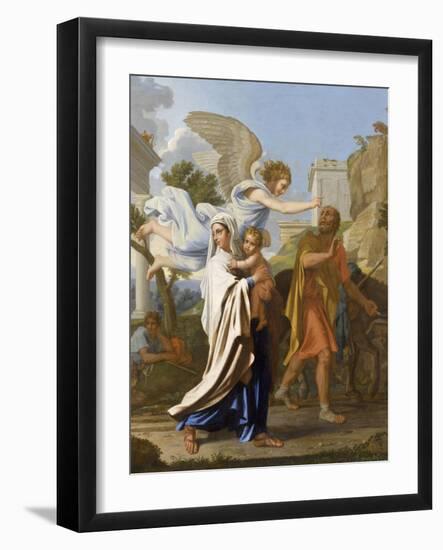 La fuite en Egypte-Nicolas Poussin-Framed Giclee Print