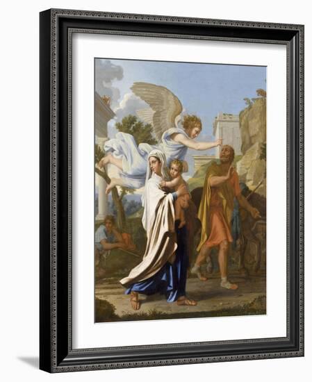 La fuite en Egypte-Nicolas Poussin-Framed Giclee Print