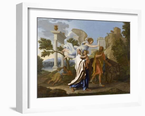 La fuite en Egypte-Nicolas Poussin-Framed Giclee Print