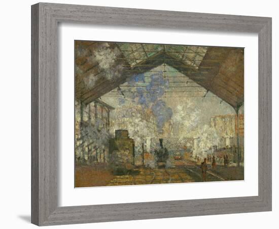 La Gare Saint Lazare, 1877-Claude Monet-Framed Giclee Print