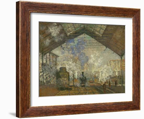 La Gare Saint Lazare, 1877-Claude Monet-Framed Giclee Print