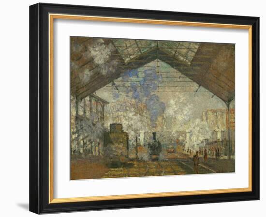 La Gare Saint Lazare, 1877-Claude Monet-Framed Giclee Print