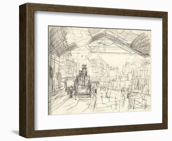 La Gare Saint-Lazare (On the Suburban Side) (Pencil on Paper)-Claude Monet-Framed Premium Giclee Print