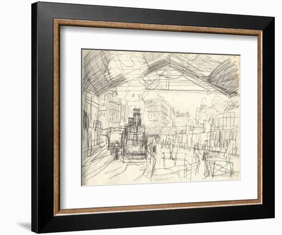 La Gare Saint-Lazare (On the Suburban Side) (Pencil on Paper)-Claude Monet-Framed Premium Giclee Print