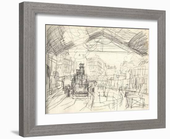 La Gare Saint-Lazare (On the Suburban Side) (Pencil on Paper)-Claude Monet-Framed Giclee Print