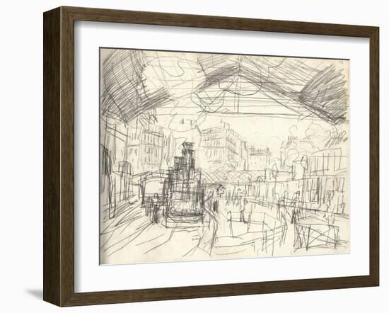 La Gare Saint-Lazare (On the Suburban Side) (Pencil on Paper)-Claude Monet-Framed Giclee Print