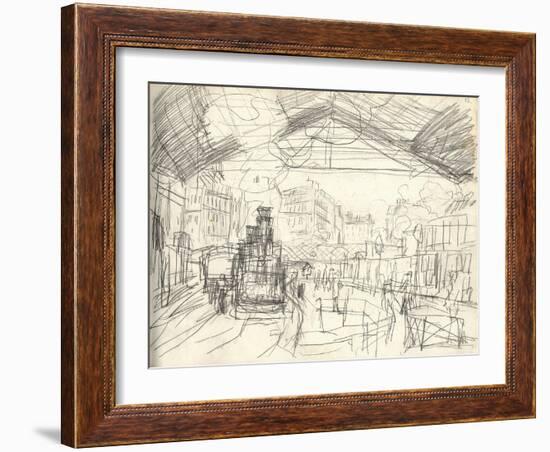 La Gare Saint-Lazare (On the Suburban Side) (Pencil on Paper)-Claude Monet-Framed Giclee Print