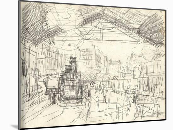 La Gare Saint-Lazare (On the Suburban Side) (Pencil on Paper)-Claude Monet-Mounted Giclee Print