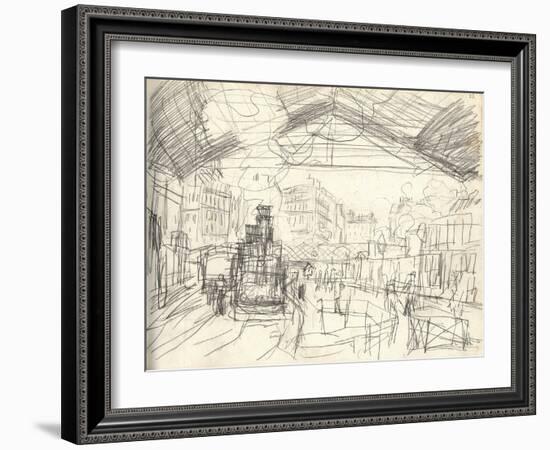 La Gare Saint-Lazare (On the Suburban Side) (Pencil on Paper)-Claude Monet-Framed Giclee Print