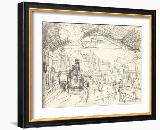 La Gare Saint-Lazare (On the Suburban Side) (Pencil on Paper)-Claude Monet-Framed Giclee Print