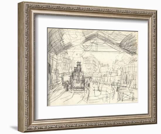 La Gare Saint-Lazare (On the Suburban Side) (Pencil on Paper)-Claude Monet-Framed Giclee Print