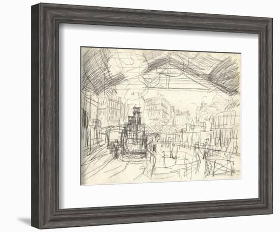 La Gare Saint-Lazare (On the Suburban Side) (Pencil on Paper)-Claude Monet-Framed Giclee Print