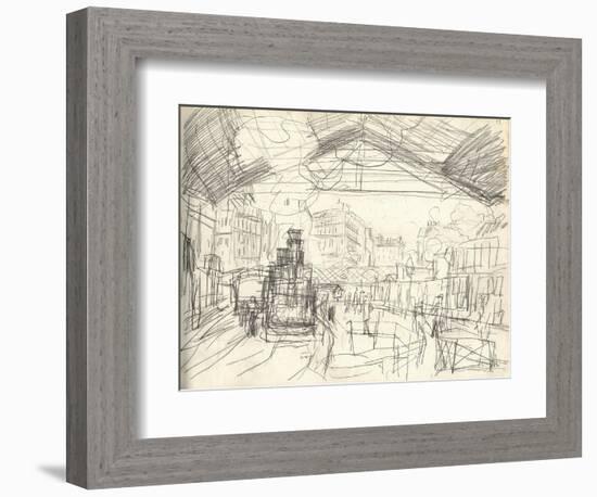 La Gare Saint-Lazare (On the Suburban Side) (Pencil on Paper)-Claude Monet-Framed Giclee Print