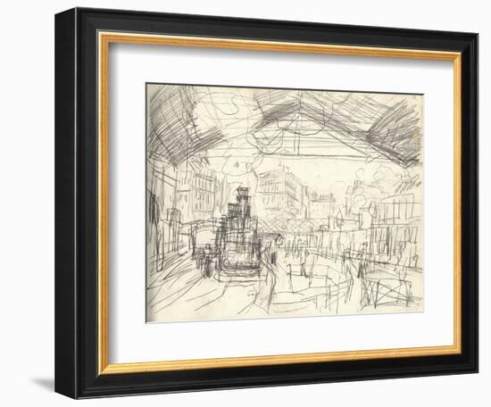 La Gare Saint-Lazare (On the Suburban Side) (Pencil on Paper)-Claude Monet-Framed Giclee Print
