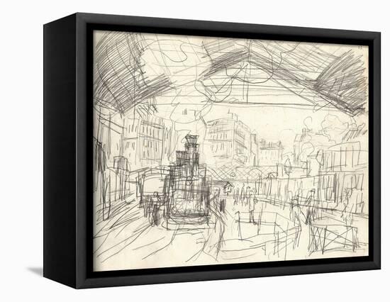 La Gare Saint-Lazare (On the Suburban Side) (Pencil on Paper)-Claude Monet-Framed Premier Image Canvas